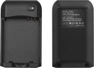 Зарядний пристрій NP-6L з USB-портом, батарейки та зарядний пристрій зі світлодіодним індикатором, 2 батарейки 3,7 В 700 мАг з USB-кабелем для заряджання