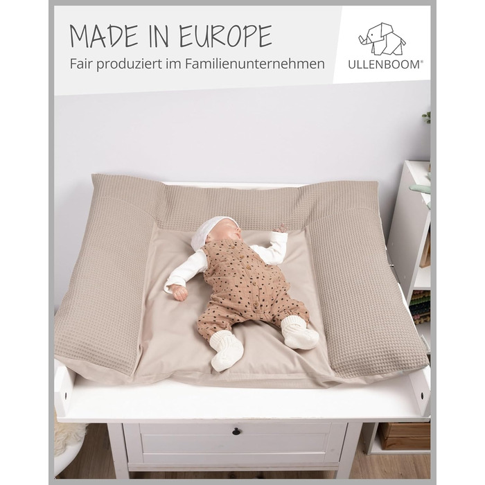 Чохол на пеленальний килимок 75x85 см пісочний (Made in EU) - знімний чохол на пеленальний килимок 85x75, дитячий чохол на пеленал