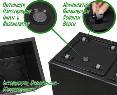 Квітковий горщик Ondis24, Кашпо під бетон Caro, XXL Кашпо на колесах Виготовлено зі 100 переробленого пластику, Велике вуличне кашпо (Антрацит, 80 см) Антрацит 80 см