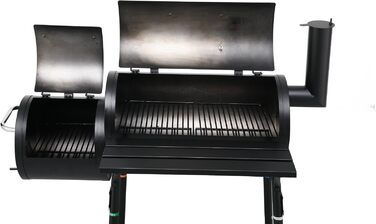 Гриль-коптильня Tepro BBQ Smoker Wichita, 2 камери для приготування, з колесами та термометром у кришці, чорний, розміри прибл. 112 x 63 x 116,5 см