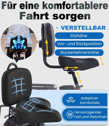 Електричний триколісний велосипед KAKIGO для дорослих, товсті шини 20x4, складаний алюмінієвий електровелосипед, двигун 250 Вт, 65 Нм, акумулятор 48 В 15,6 Аг, 25 км/год, передній та задній кошики, диференціал, запас ходу 90 км, червоний, з тримачем для т