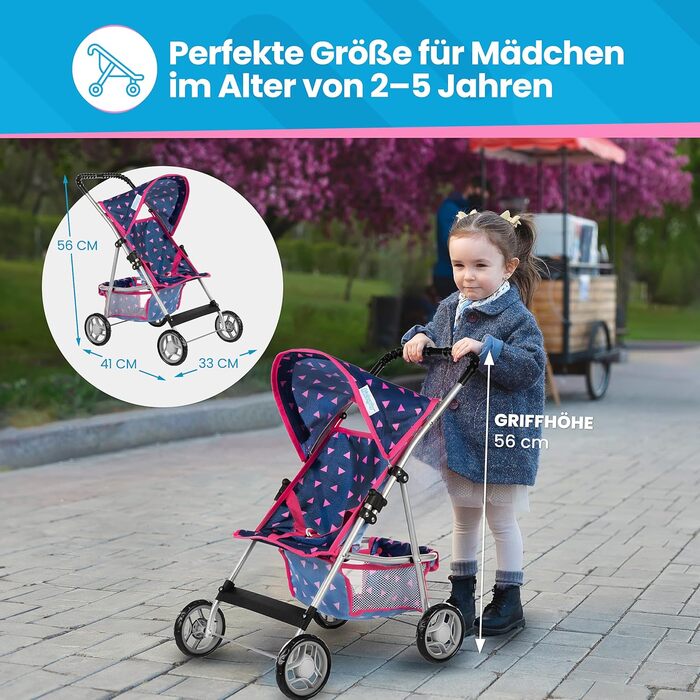 Коляска для ляльок Kinderplay лялькова коляска-баггі, коляска - дитяча іграшка, лялькова коляска для ляльок, сучасна, KP0280T Navy