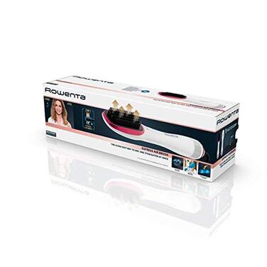 Стайлер для волосся 2-в-1 Rowenta CF6220 Wonder Air Brush фен-щітка та вирівнювач, 900 Вт, іонізація, з чохлом для зберігання, білий/рожевий