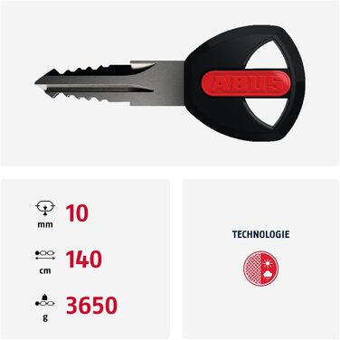 Ланцюговий замок ABUS Ivy Chain 9210 Велосипедний замок із загартованої сталі Ланцюг товщиною 10 мм Рівень безпеки ABUS 13 Чорний 140 см Ivy 9210 Одинарний