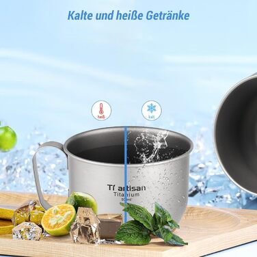 Мл титанова чашка для води, кавова чашка, відкритий кемпінг, походи, рюкзак, легка титанова кружка для кемпінгу, походи, кавова чашка, 500