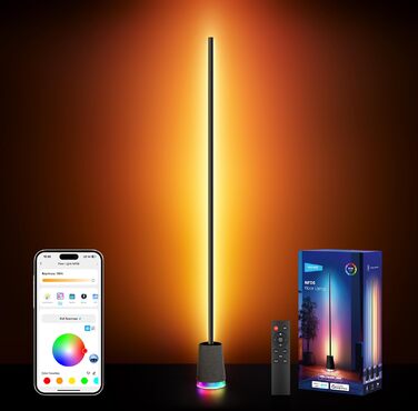 Розумна RGB IC LED-торшер NEEWER NF06, кутова лампа 1500лм з підтримкою Google та Alexa, керування через додаток, AI-дизайн, синхронізація з музикою, 16 млн кольорів для створення атмосфери у вітальні та спальні