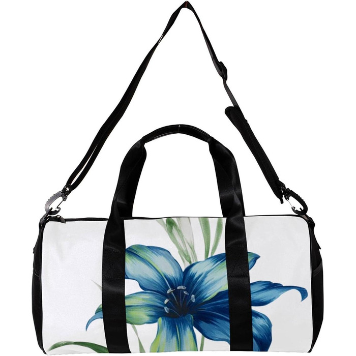 Спортивна сумка, маленька дорожня сумка, сумка для шопінгу та йоги, квітковий принт Лілія, блакитна квітка, сумка для фітнесу на відкритому повітрі, ручна поклажа