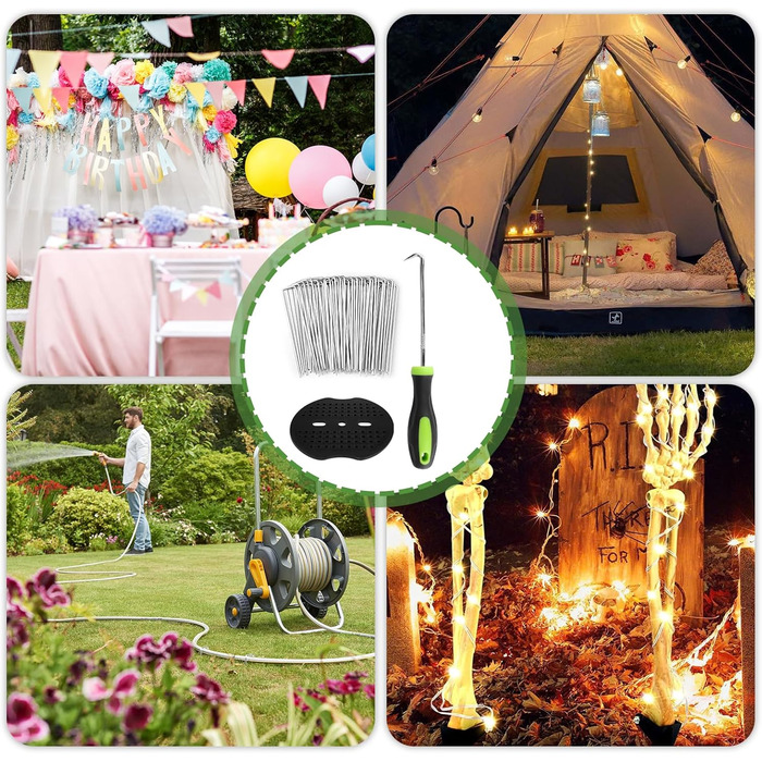 Набір ландшафтних стайней, 6-дюймові 11-каліброві 50 шт. оцинковані садові скоби та 50 шт. прокладок 1 гачок для вибору, U-подібні кілки для намету, ландшафтні тканинні штифти SOD для тканинного бар&39єру від бур&39янів, ґрунтового покриття, огорожі