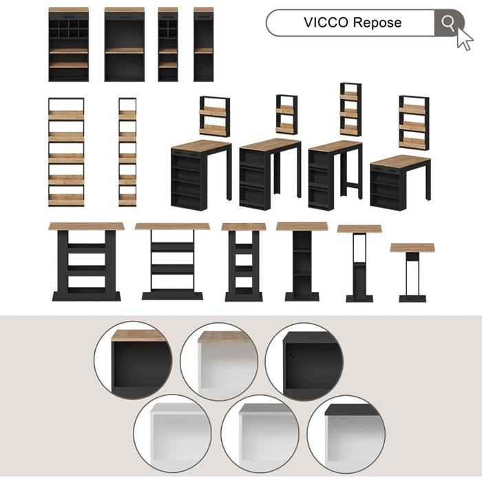 Обідній стіл Vicco Repose, барна стійка для їдальні, Сонома/Білий, 67 x 100 см Сонома/Білий Без барних стільців