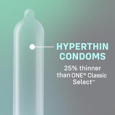 Презервативи ONE Vanish, гіпертонкі презервативи, веганські, без ГМО, з натурального каучукового латексу, 12 шт.