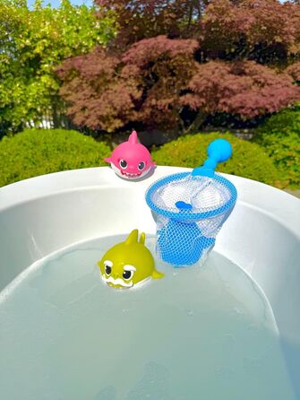 Набір для ванни Baby Shark, 3 шт. (акула, сітка для купання), блакитний, рожевий, жовтий, білий