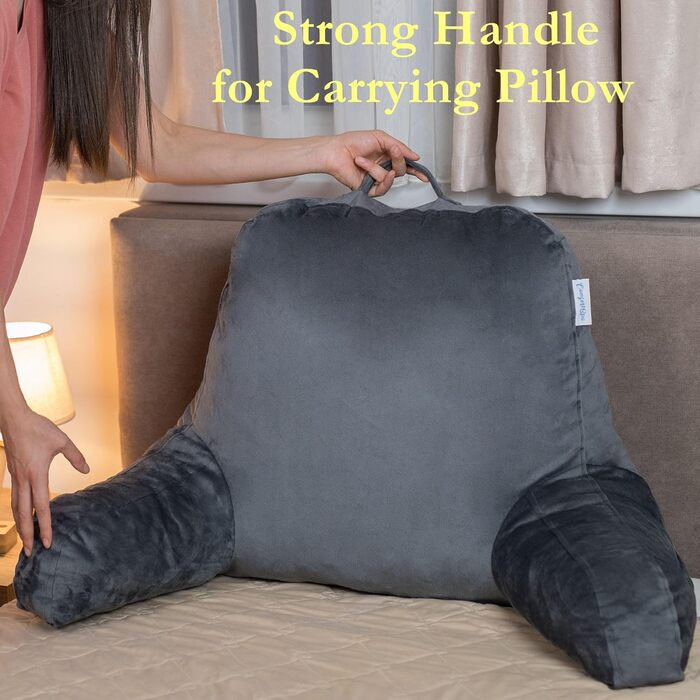 Змінний чохол для подушки для читання ComfortSpa для спинки 19 дюймів, поліестеровий велюр, можна прати в пральній машині та сушити в сушильній машині, сірий