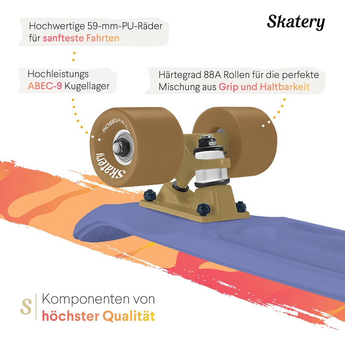 Прикольний професійний скейтборд для дітей, хлопчиків, дівчаток, підлітків та дорослих Fun Pro 22" Mini Cruiser Skateboard – Blue Gold