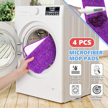 Спрей-швабри для миття підлоги, Papclean Microfibre Floor Mop Flat Mop Wet Dry Mop with 4 Washable Pads 440ml Refillable Bottle fo