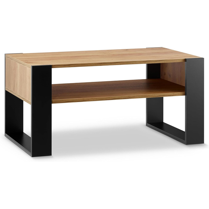 Журнальний столик для дивана Журнальний столик з чорного дуба з місцем для зберігання Сучасний стіл для вітальні Журнальний столик Маленький столик Журнальний столик шириною 92 см Міцний стіл для вітальні з чорного дуба