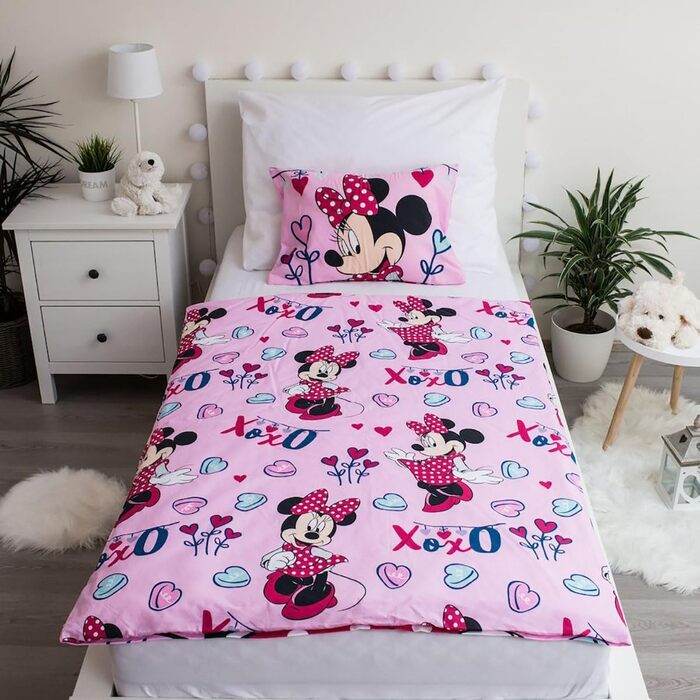 Комплект дитячої постільної білизни Disney Minnie Mouse Pink 100x135 ковдра 40x60 см подушка, 100 бавовна на блискавці