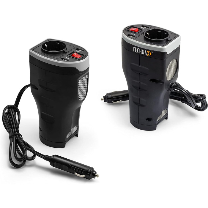 Гніздо прикурювача Technaxx для автомобіля з 2 USB портами - гніздо автомобільного адаптера - перетворювач напруги 12В на 230В - і