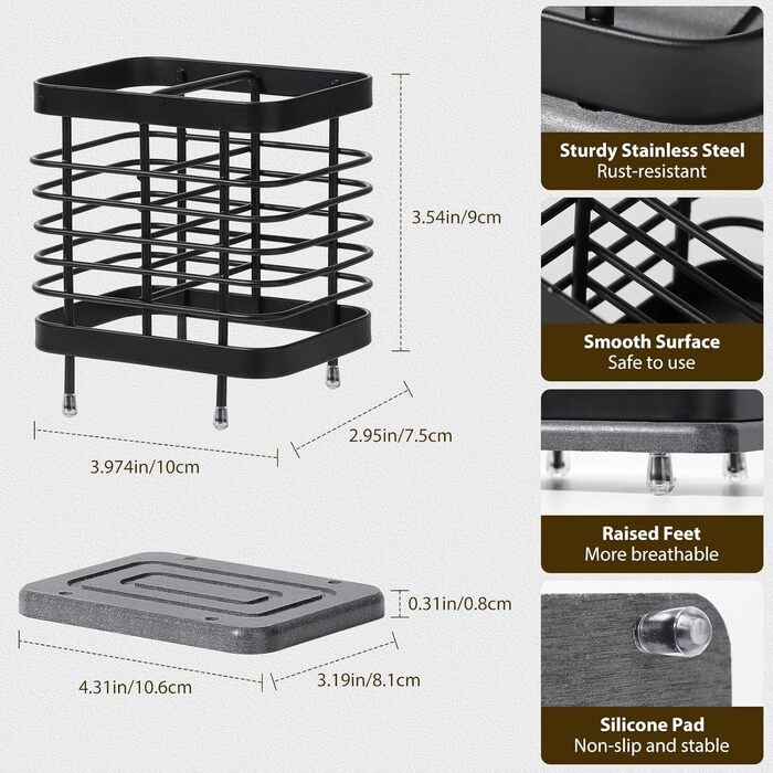 Настінний тримач зубної щітки Shinowa для ванної кімнати, тримач зубної пасти для електричної зубної щітки з нержавіючої сталі з лотком для швидкого висихання, 2 клейовими прорізами та настільним приладдям для ванної кімнати Органайзер для душу