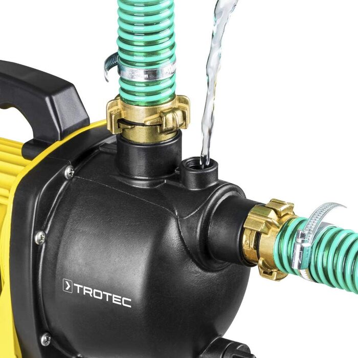 Насос садовий TROTEC TGP 1000 E потужність 3300 л/год, 1000 Вт тиск 4,2 бар, висота подачі 42 м, глибина всмоктування до 7 м, IPX4, насос для збору дощової води, цистерн, ставків