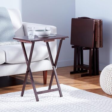 Складані дерев&39яні журнальні столики Storeo Basics з підставкою, комплект з 4 шт. , колір еспресо коричневий
