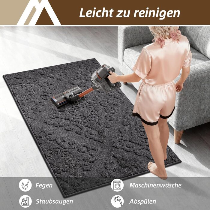 Килимок COSY HOMEER для вловлювання бруду 80 x 120 см, килимок для дверей, що миється, нековзний килимок для входу в приміщенні, килимок для входу, вхідні двері, темно-сірий, 80 x 120 см (прямокутний)