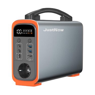 Портативна електростанція JustNow 240 Вт/240 Втгод, мобільний накопичувач енергії LiFePO4 з виходом AC/DC/USB/PD 60 Вт, сонячний генератор для кемпінгу, використання на свіжому повітрі, для автофургонів, надзвичайних ситуацій, резервного копіювання вдома