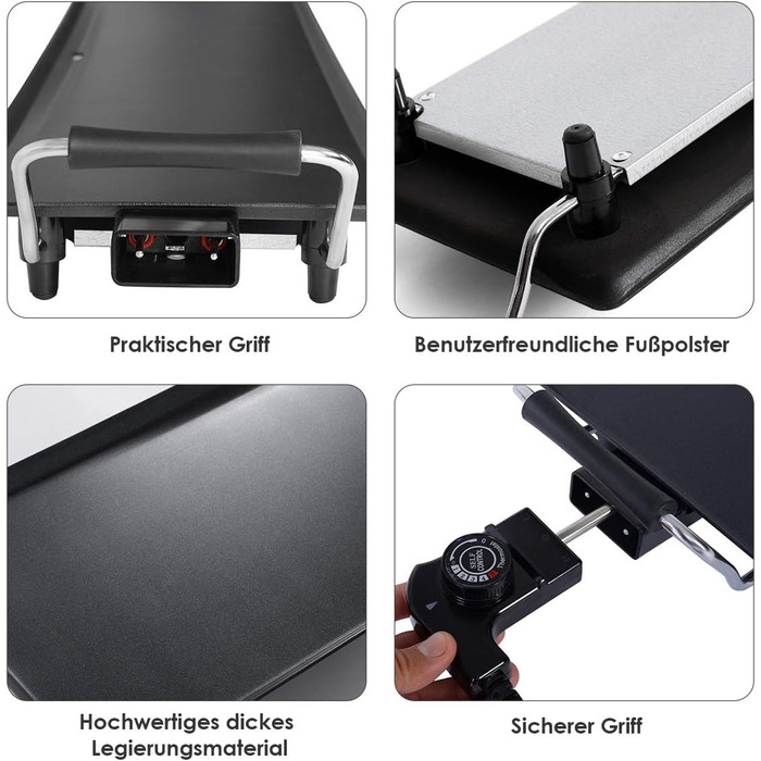 Гриль COSTWAY Teppanyaki 90x23см, електрична сковорода 1800 Вт, електричний гриль з антипригарним покриттям, 6 дерев'яних лопаток і кільце для яєць, що не прилипає, стіл гриль регулюється температурою