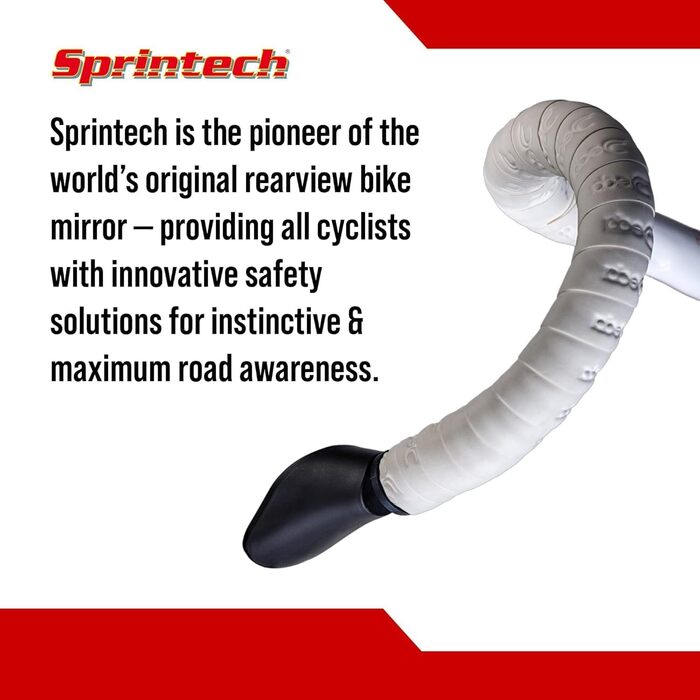 Дзеркало заднього виду для шосейного велосипеда - Легке, регульоване та вібраційне опукле дзеркало з 9-кратним хромованим покриттям та ударостійкою оболонкою з ABS для керма діаметром 20 мм від Sprintech - Червоне