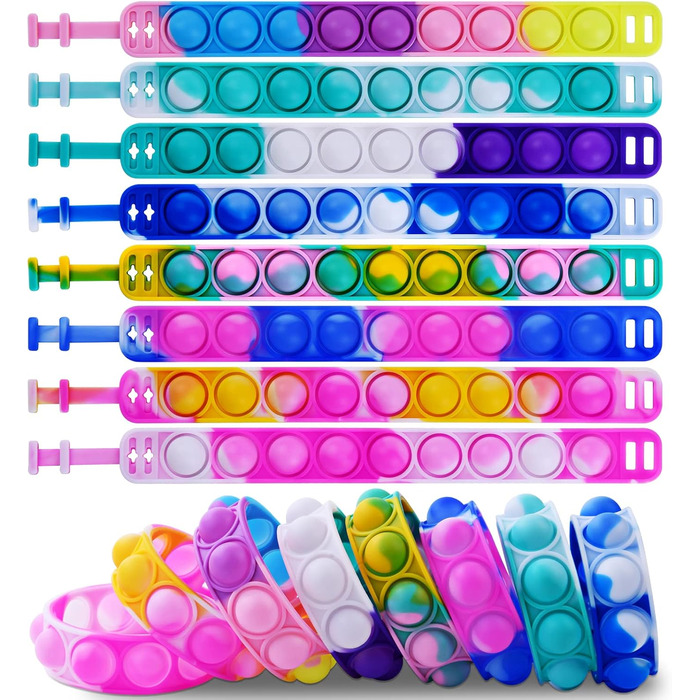 Браслет Ainiv Pop, 8 шт. Pop Push It, іграшка-браслет Pop Bubble Fidget, дитячий набір браслетів, набір іграшок Fidget, простий бр