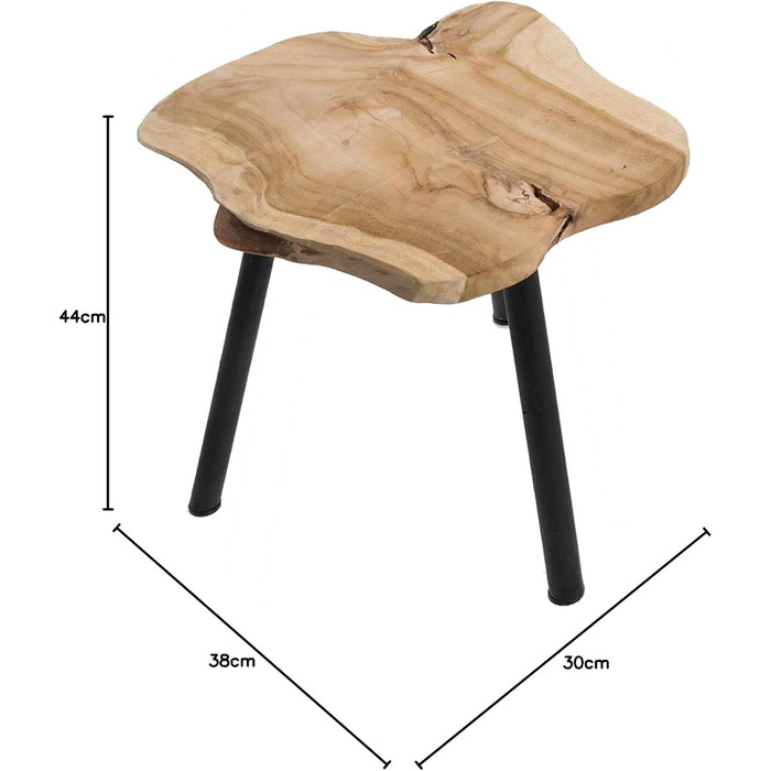 Журнальний столик з тикового дерева 44 см Табурет Коричневий Чорний Тумбочка з масиву дерева Декоративний столик Унікальна стільниця з тикового дерева різних форм Диванний столик Вітальня Спальня