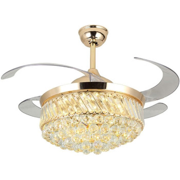 Тихий вентиляторний світильник Кришталевий стельовий вентилятор з пультом дистанційного керування Сучасна висувна стельова люстра