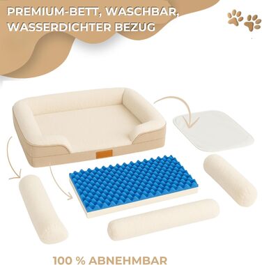 Ортопедичний кошик для собак преміум-класу, середнього розміру ліжко для собак із сертифікованим матеріалом з ефектом пам&39яті знімний та пральний чохол, водонепроникний, зручний шезлонг для собак середнього розміру (великого)