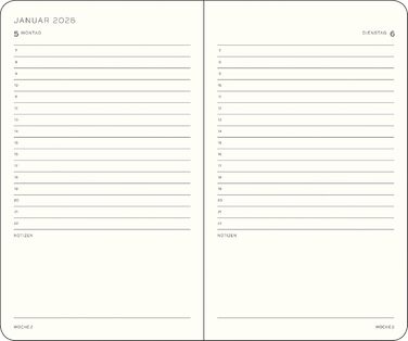 Кишеньковий щоденний календар (A6) 2026, 12 місяців, чорний, німецький чорний кишеньковий (A6), 1917 372597