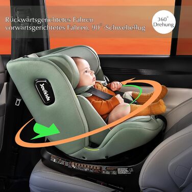 Дитяче автокрісло Jovikids, що повертається на 360 з ISOFIX та положенням для відпочинку, i-Size (ECE R129) 40-150см (0-36кг) Дитя