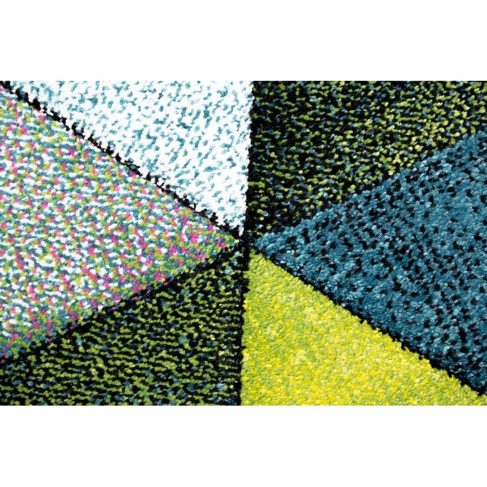 Абстрактний килим для вітальні з сучасним барвистим дизайном у вигляді трикутників оранжевий зелений червоний - легко чиститься ро