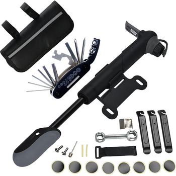 Набір для ремонту велосипедів DAWAY A35 - 16-в-1 мультиінструмент, міні-велосипедний насос, маніпулятори та латки