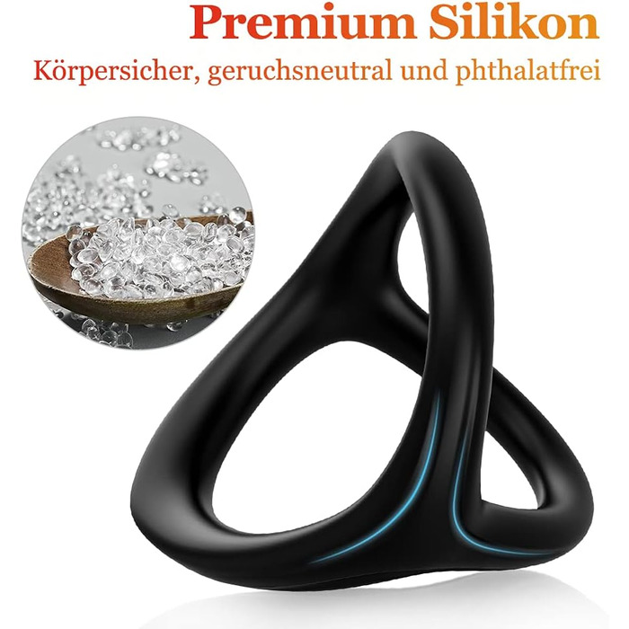 Ерекційне кільце Huuime, з ремінцем для мошонки, чорний, силікон