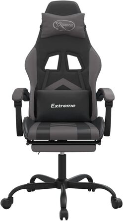 Ігрове крісло з підставкою для ніг, крісло для ПК, ігрове крісло, крісло для геймерів, крісла для домашнього офісу, крісла для ігор, комп&39ютерне крісло, крісло для Playstation, обертове, чорно-сіра штучна шкіра