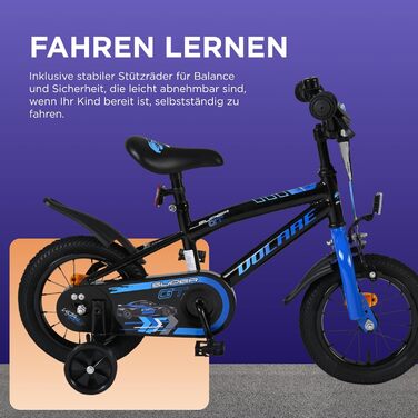 Дитячий велосипед Volare Super GT Blau 12 35 років 2 ручних гальма, знімні бічні колеса, захист ланцюга та світловідбивачі Регульоване сідло Подарунок для дівчаток та хлопчиків