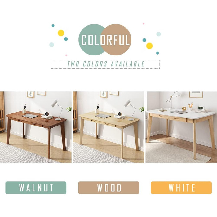Дерев&39яний маленький письмовий стіл з шухлядами - Комп&39ютерний стіл для домашнього офісу, білий, 100 см Білий 100 см