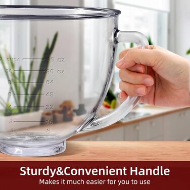 Скляна миска Gdrtwwh для міксера KitchenAid 4.5-5 кварт з нахиленою головкою, заміна на скляну миску KitchenAid Artisan Mixer (скляна чаша)