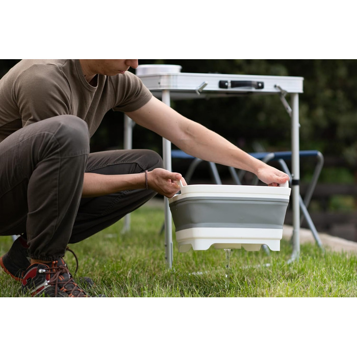 Висувна миска Cao 9 літрів для дорослих унісекс сіро-біла 30,5 x 30 см - В 20 см (розкрита) - В 7 см (складена)