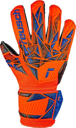 Воротарські рукавички Reusch Attrakt Silver Junior, дитячі та юнацькі футбольні рукавички для хлопчиків та дівчаток, підходять для будь-яких погодних умов та ігрових поверхонь, 7 помаранчево-синьо-чорних