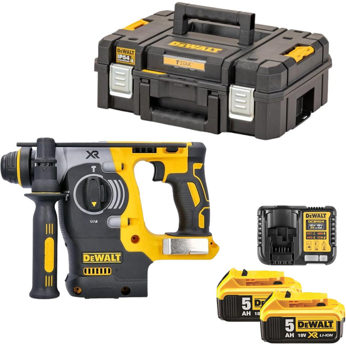 Акумуляторний комбінований перфоратор Dewalt 18 В SDS-plus DCH273P2T (24 мм) (обмежувач обертання та удару, безщітковий двигун, ел