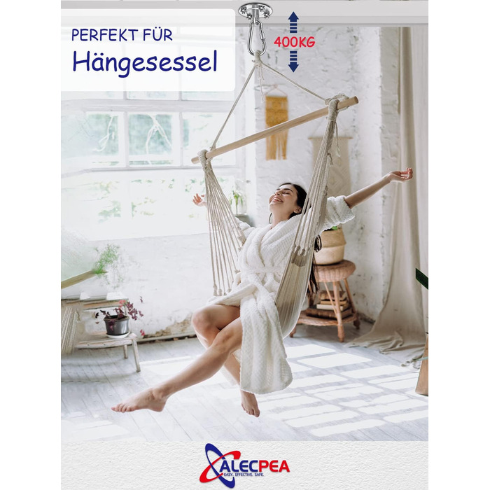 Стельові гачки ALECPEA з нержавіючої сталі для боксерських груш комплект 2 - Вантажопідйомність 400 кг - Вибухозахищене кріплення