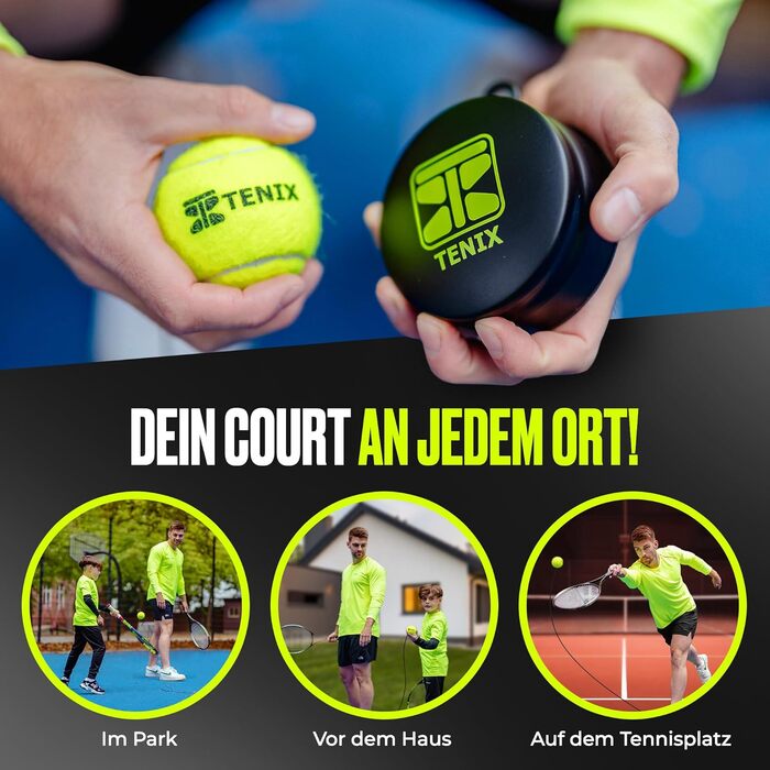 Тенісний тренажер TENIX Power Grip автотренажер для дітей та дорослих грайте соло у дворі, парку, на корті м’яч на гумці 5 м + антиковзка база + чохол 1000 ударів без партнера оригінал 2025