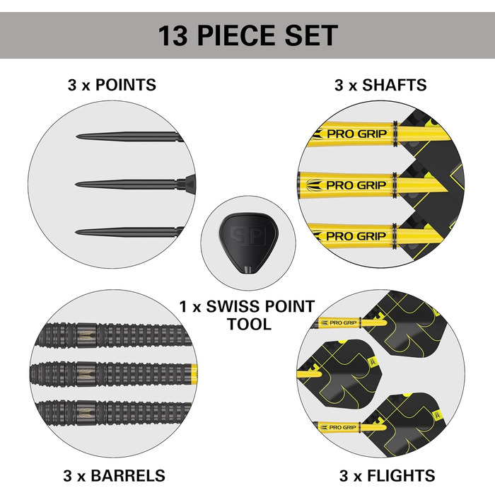 Набір дротиків Target Darts Bolide Void 90 вольфраму, сталеві наконечники зі швейцарськими наконечниками 21G/22G/23G/24G/25G/25G Професійні набори дротиків, чорні дротики, швейцарські наконечники - інструмент у комплекті, ствол 22G 03
