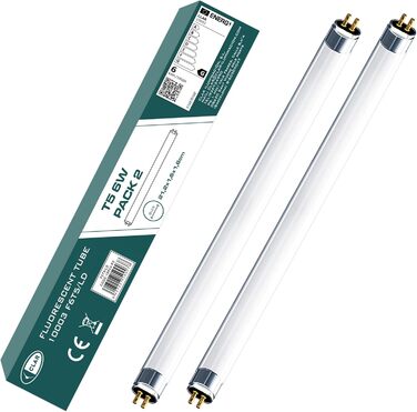 Люмінесцентна лампа, люмінесцентні лампи, люмінесцентна лампа T5, T5 6W, люмінесцентна лампа T5, люмінесцентна лампа під шафою, холодний білий 21,2 x 1,6 см (6 Вт T5, пакет 2)