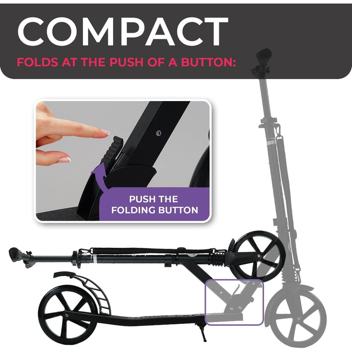 Самокат Lascoota для дітей від 8 років - самокат для дорослих - складний та регульований по висоті - передня підвіска плечовий рем