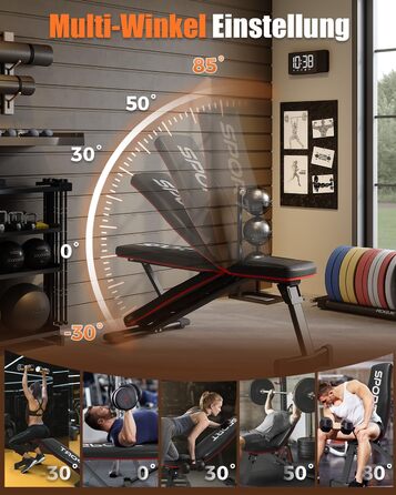 Складана та регульована силова лава, багатофункціональна силова лава для домашнього фітнесу, похила лава з 5-позиційним регулюванням, вантажопідйомність 300 кг
